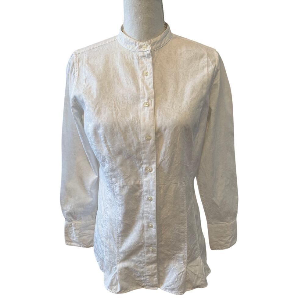Brooks Brothers Long Sleeve Button Down Shirt White Mandarin Collar 6